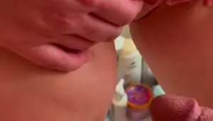 Almost caught pissing on each other in parents shower! Stepsis and stebro peeing on each other