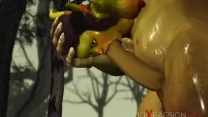3DXPASSION Crazy sex in the enchanted forest Huge cock and female goblin