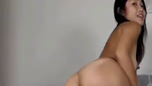 Sexy young horny asian girl masturbating and getting high vibes on webcam