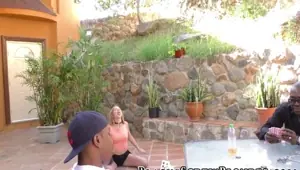 Babe riding black dicks