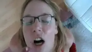 Call Girl In Red BJ And Facial On Glasses