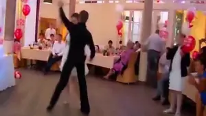 Acrobatic wedding dance reveals panties