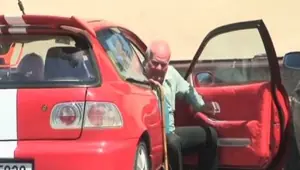 Blonde babe fucking an old guy and taking cumshot load