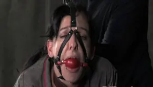 Hogtied slave cunt toyed during anal training