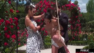 PUBLIC DISGRACE Submissive euro publicly humiliated in front of voyeurs