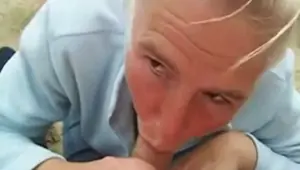 Mature Mom sucks dick her boy outdoor Amateur video 1