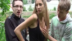 PUBLICBANGING Kitty Jane teen with big tits public group orgy