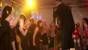 PARTYHARDCORE Flashing amateur babes doggystyling in a club
