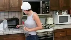 Lesbian dildo fucking in the kitchen part1 video 2