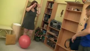 FATTYGAME Big titted fatty fucks her fitness instructor