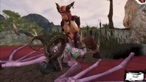The girl is fucked by the main monster of the game 3d monster porno