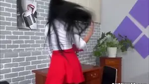 Curvy angel in sexy fishnets playing with sex toys