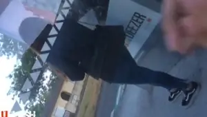 Cock Flash And Cum Behind Girls At Bus Stop
