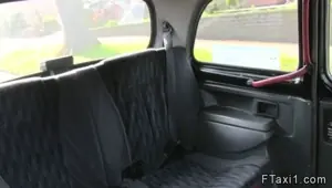 British blonde amateur in stockings banged in taxi