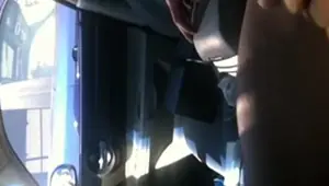 Flash cock to mature blonde in car