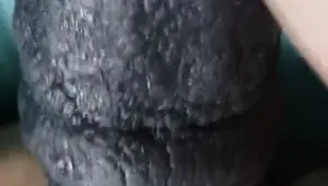 Tiny pink hairy pussy takes big fat dildo close up huge clit