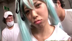 Asian amateur cosplaybabe enjoys two dicks