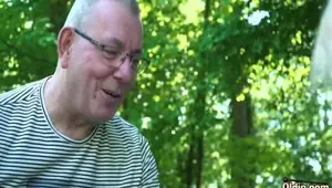 Grandpa gets to screw a young tight virgin pussy and gets a blowjob