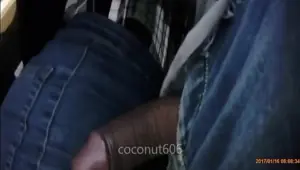 Bus big cock touches pussy