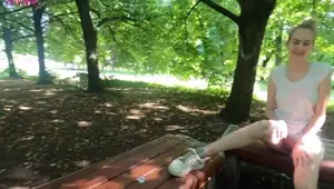 Beautiful Girl In The Outdoors Shows Her Naked Boobs And Pussy Public