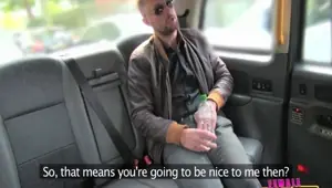 FEMALEFAKETAXI Messy facial for busty driver video 1