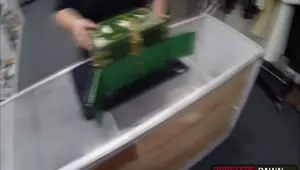 Sexy blonde Skyla Novea fucks a pawnman for money