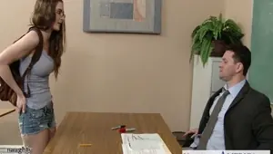 NAUGHTY AMERICA Sexy coed in glasses Molly Jane fuck in classroom