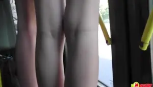 Girl In Super Short Skirt On The Bus