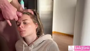Blue eyed hottest blonde stunning beauty blowjob and facial