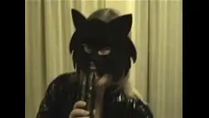 Masked wife dildo play