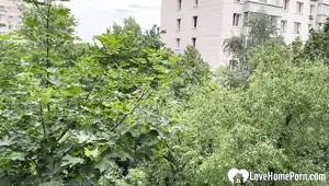 Horny Blonde MILF Neighbor Invites Me for Coffee and Sucks My Cock on Her Balcony