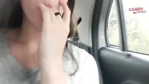 Horny Teen Masturbates in Real Public Uber