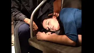 Hot girl has her tight cunt fucked in train cab