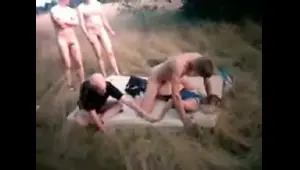 Mature fucked outdoor by a group of men