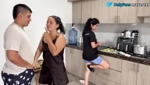 While I'm Cleaning the Furniture, My Brother in law Fucks My Ass in Front of My Stepsister.