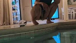 Orgasm in the Pool at Night