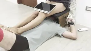 Asian Wife Ignores Her Husband Locked in Facesitting Box