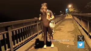 Outdoor exposure Exposed next to a car passing by! Embarrassing Japan Japanese Outdoor Shaved Loli Kinky hentai asia shaved