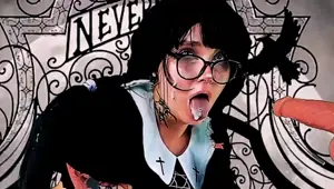 Wednesday Addams passionately sucks and squirts.
