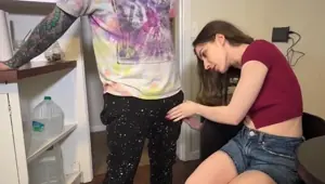 Despite her efforts, his pathetic small dick remains flaccid
