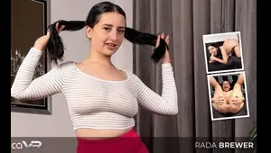 Busty Thick Brunette Rada Brewer Plays with Extra Long Dildo