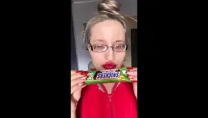 Giantess Big Lips Big Eyeglasses Asmreating Snickers Protein Bar