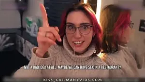 Kisscat Fucks at the Mirror Before Going to a Restaurant Kisscat.xyz