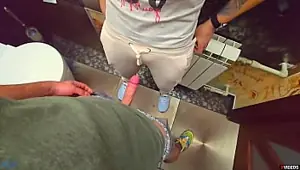 Stranger cum in my panties in restaurant toilet