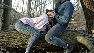 Red Bitch Sucks My Dick in the forest while her husband is not around.