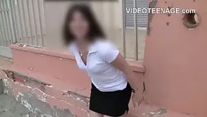 lovely 18 years brunette upskirt outdoor