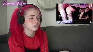 Petite teen reacting to Amateur Porn Emma Fiore