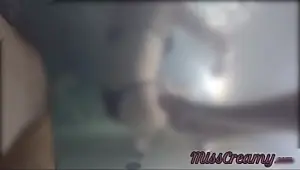 Flashing my pussy in front of a boy in public swimming pool and helps me masturbate it's very risky with people near MissCreamy