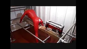 RachelSexyMaid 34 Dungeon Fuckmachine in Red Latex Catsuit