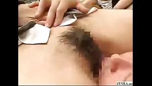 Bottomless no panties Japanese employees play sex games